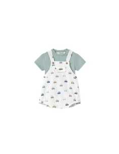 Conjunto peto bordado y camiseta recién nacido