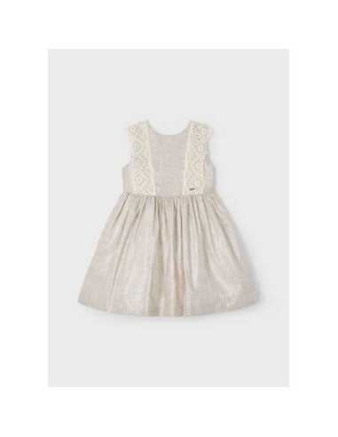 Vestido detalle bordado con lino niña