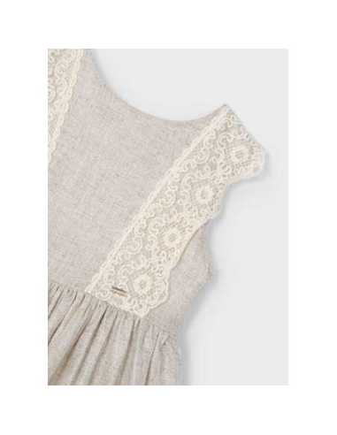 Vestido detalle bordado con lino niña