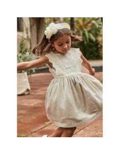 Vestido detalle bordado con lino niña