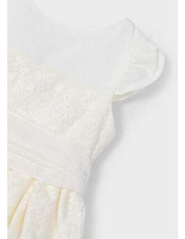 Vestido detalle encaje con fajín niña