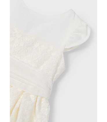 Vestido detalle encaje con fajín niña
