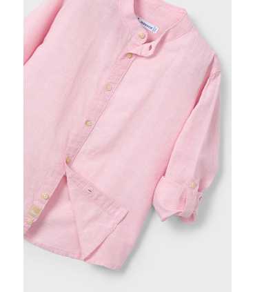 Camisa manga larga cuello mao con lino niño