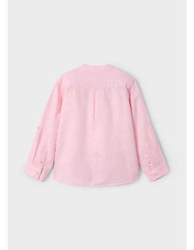 Camisa manga larga cuello mao con lino niño