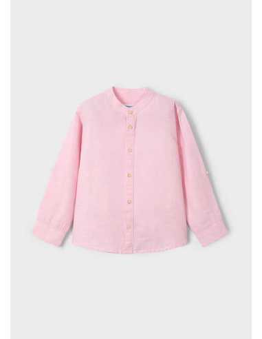 Camisa manga larga cuello mao con lino niño