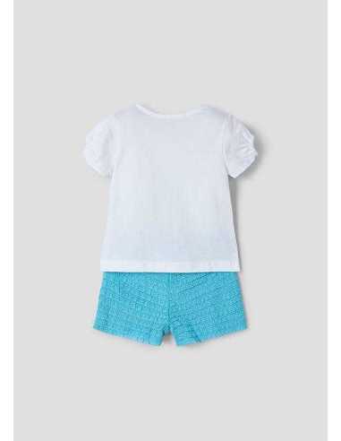 Conjunto pantalón corto fantasía y camiseta niña