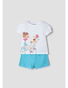 Conjunto pantalón corto fantasía y camiseta niña