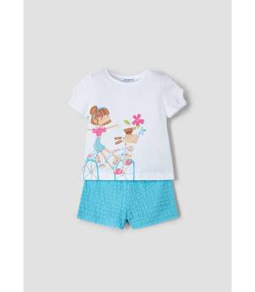 Conjunto pantalón corto fantasía y camiseta niña