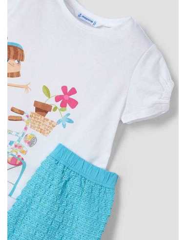 Conjunto pantalón corto fantasía y camiseta niña