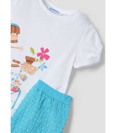 Conjunto pantalón corto fantasía y camiseta niña