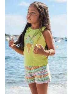 Conjunto pantalón corto y camiseta helado niña