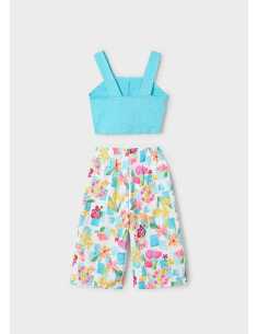 Conjunto pantalón largo estampado y top niña 2