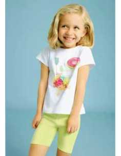 Conjunto legging ciclista y camiseta aberturas niña