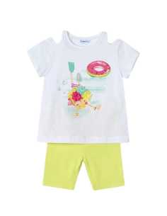 Conjunto legging ciclista y camiseta aberturas niña 2