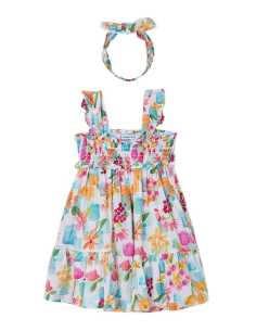 Vestido estampado con diadema niña