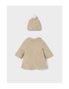 Abrigo tricot con gorro recién nacida 2
