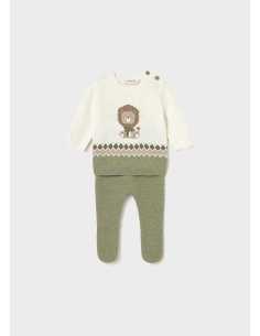 Conjunto polaina y jersey tricot recién nacido