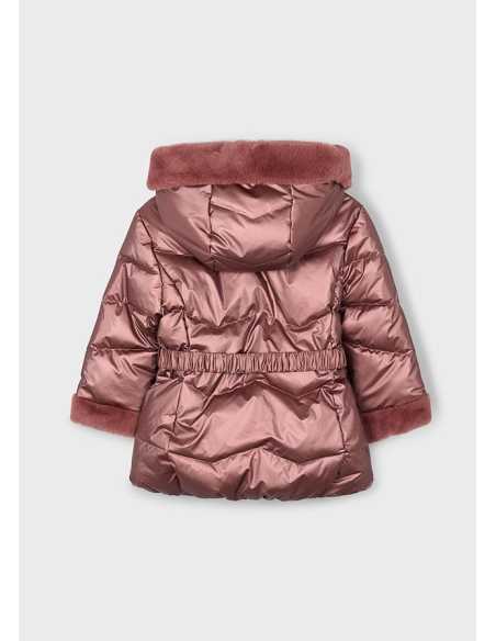 Chaquetón metalizado cinturón niña