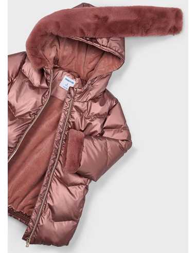 Chaquetón metalizado cinturón niña