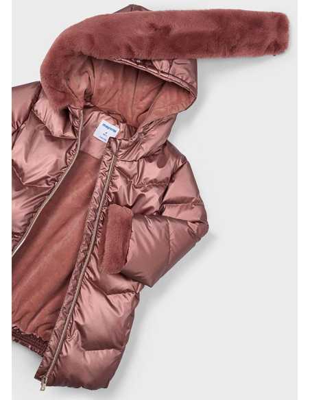 Chaquetón metalizado cinturón niña