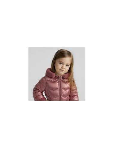 Chaquetón metalizado cinturón niña