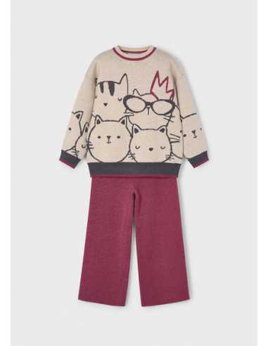 Conjunto pantalón y jersey estampado niña