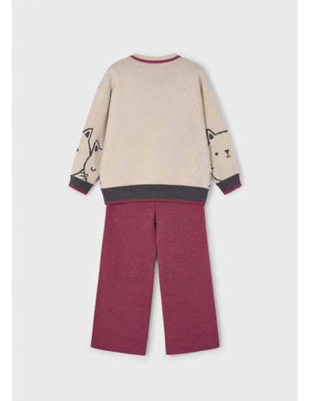 Conjunto pantalón y jersey estampado niña