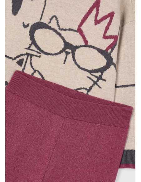 Conjunto pantalón y jersey estampado niña