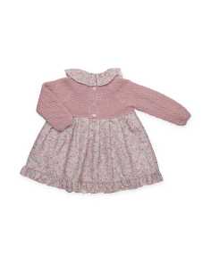 VESTIDO CUERPO PUNTO CUADRITOS FLORES