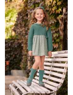 VESTIDO CUERPO PUNTO RECOGIDAS FLORES