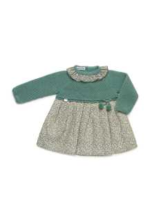 VESTIDO CUERPO PUNTO RECOGIDAS FLORES 2