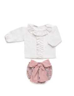 CONJUNTO CAMISA VOLANTES BRAGA FLORECITAS