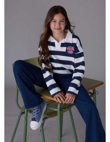 Conjunto pantalón y polo de rayas chica