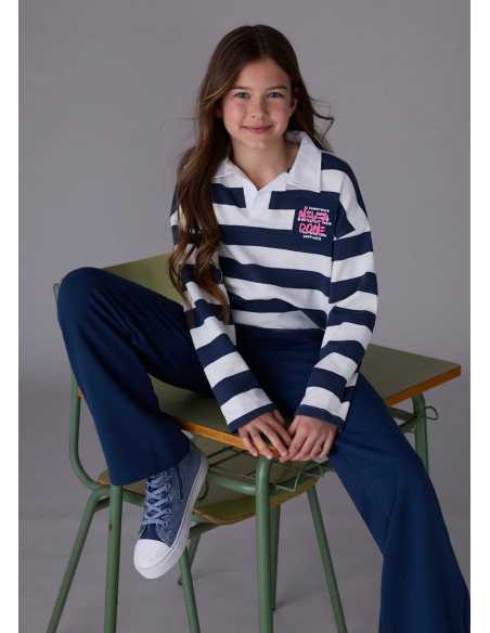 Conjunto pantalón y polo de rayas chica