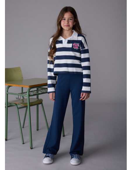 Conjunto pantalón y polo de rayas chica