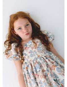 Vestido flores manga abullonada niña
