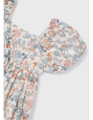 Vestido flores manga abullonada niña