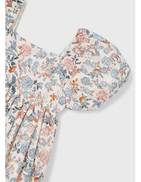 Vestido flores manga abullonada niña