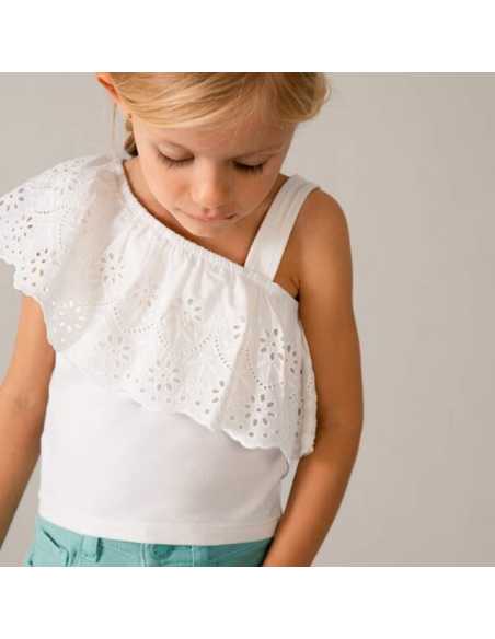 Camiseta de tirantes con volante niña