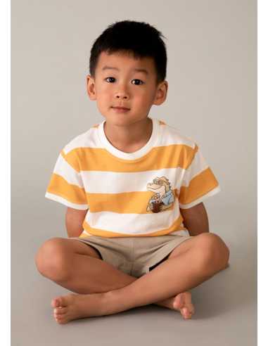 Conjunto pantalón y camiseta de rayas niño