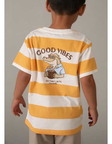 Conjunto pantalón y camiseta de rayas niño