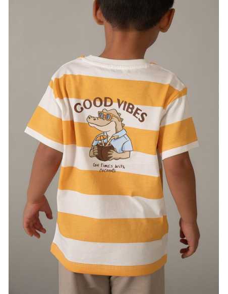 Conjunto pantalón y camiseta de rayas niño