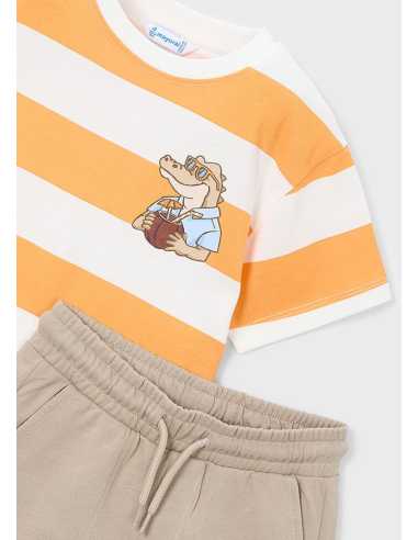 Conjunto pantalón y camiseta de rayas niño