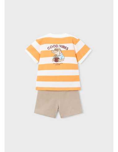 Conjunto pantalón y camiseta de rayas niño