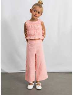 Conjunto pantalón largo y top fruncido para niña