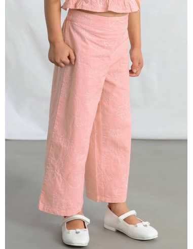 Conjunto pantalón largo y top fruncido para niña