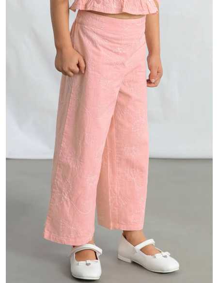 Conjunto pantalón largo y top fruncido para niña