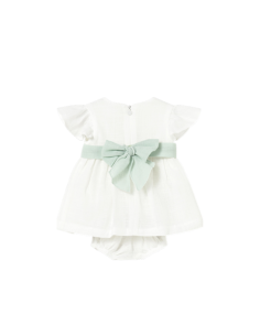 Vestido con cubrepañal y fajín floral ceremonia recién nacida 2