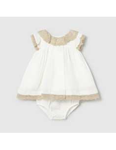 Vestido con cubrepañal ceremonia recién nacida