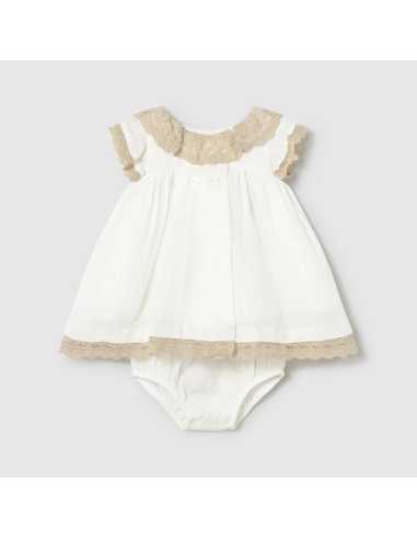 Vestido con cubrepañal ceremonia recién nacida